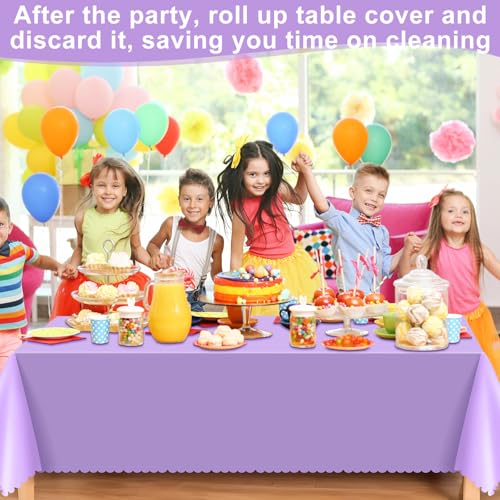 NatNarr 6 Pack Light Purple Tablecloths, Plastic Lavender Table Cloths - color: Light Purple, size: 6 Pack