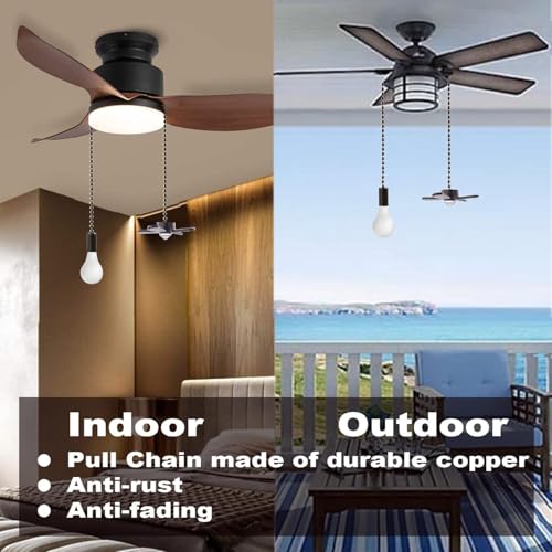 Ceiling Fan Pull Chain Extension Ornaments Chains with Decorative Light Bulb and Cord 13.6 Inches Bronze Fan Pull Chain Set for Ceiling Light Lamp Chain - color: Black