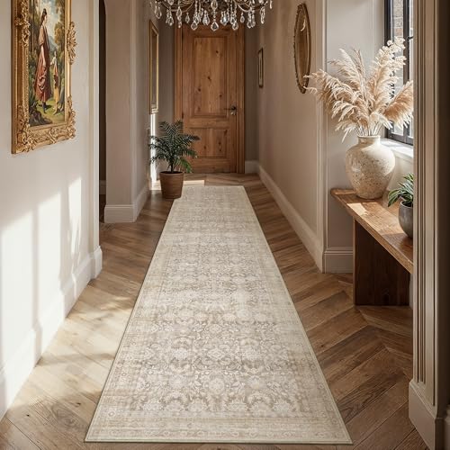 Beige 2x10 Runner Rug Neutral Distressed Carpet - color: Accent | Beige, size: 2' x 10' (Runner)