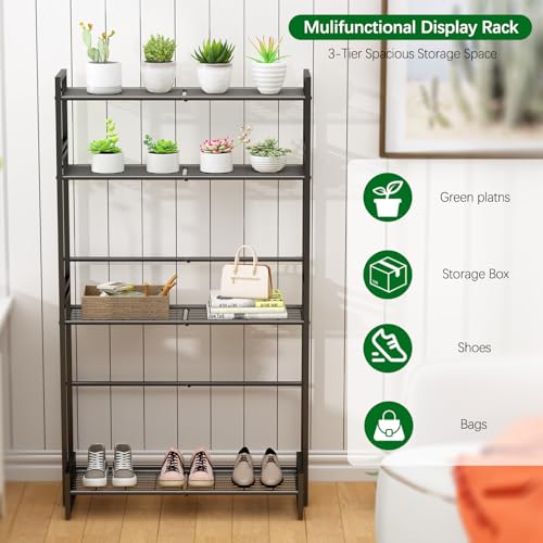 Garden 4 you 4 Tier Metal Stackable Plant Stand, Flower Pot Holder - color: Black, size: 27.5"L x33"W x 23.6"H