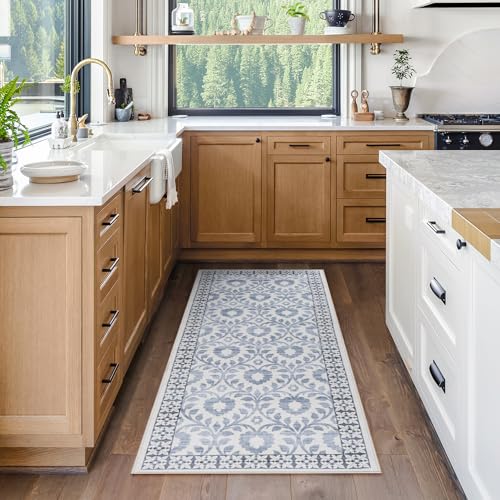 Gertmenian Indoor Boho Area Rug | Home Decor for Entryway, Bedroom, Living Room, Office, Kitchen | Non Slip, Soft, Printed Accent Rugs | Esme, Blue, 2x6 Runner, 24557 - color: Esme, Blue, size: 2'2" x 6' (Runner)