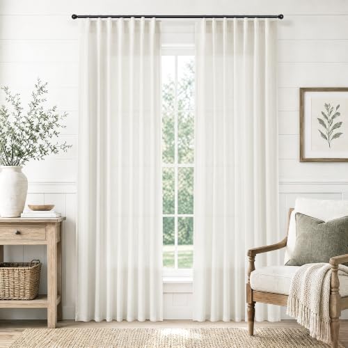 Jowels 천연 리넨 커튼 203.3cm(82인치) 길이 거실용 패널 2개 - color: 천연, size: 50"W x 82"L (Pack of 2)