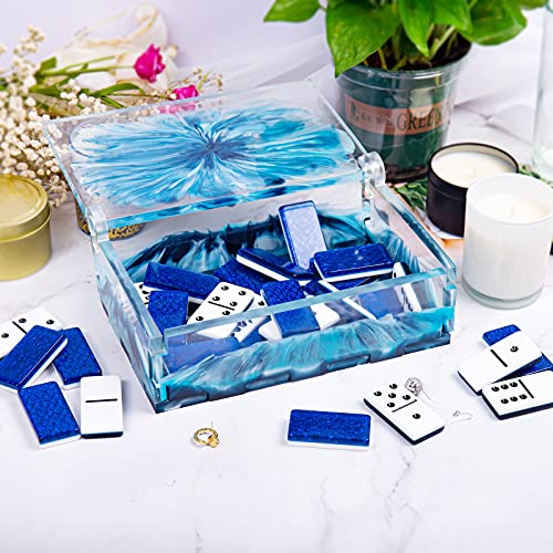 Resin Rectangle Box Mold for Dominoes, Epoxy Silicone Container with Lid