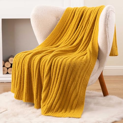 Battilo Yellow Throw Blanket for Couch, Fluffy Soft Blankets, 50"x60" - color: Yellow, size: 50"x60"