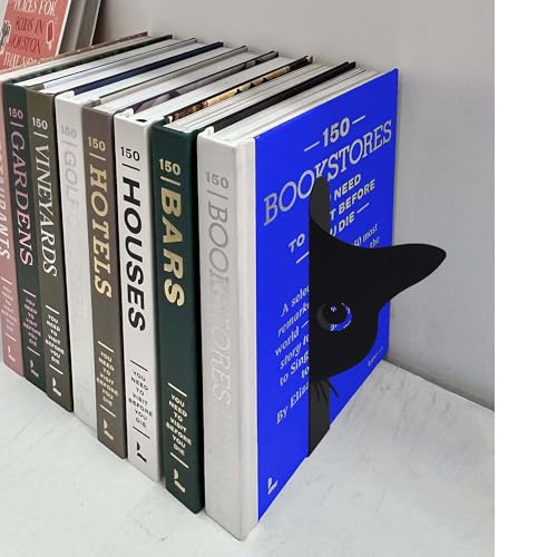 Bookends Metal Cat Book Ends, 1 Pairs Cute Bookends for Shelves Decorative for Home Office Desk Bookshelf Decor (Black, Half-face) - color: Cat-half Face