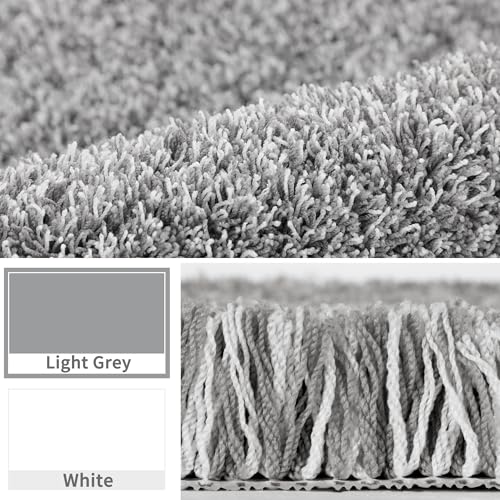 Yimobra Bathroom Runner Rug 47x24, Non Slip Washable Bath Mat, Gray & White - color: Light Gray and White, size: 47" X 24"