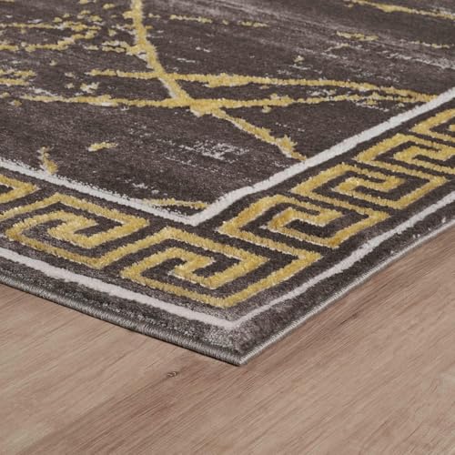 GLORY RUGS Area Rugs Marble 2x7 Brown Carpet Modern Abstract Rug Living Room Dining Bedroom Rug - color: Brown Gold, size: 2' x 7' (Rectangular)