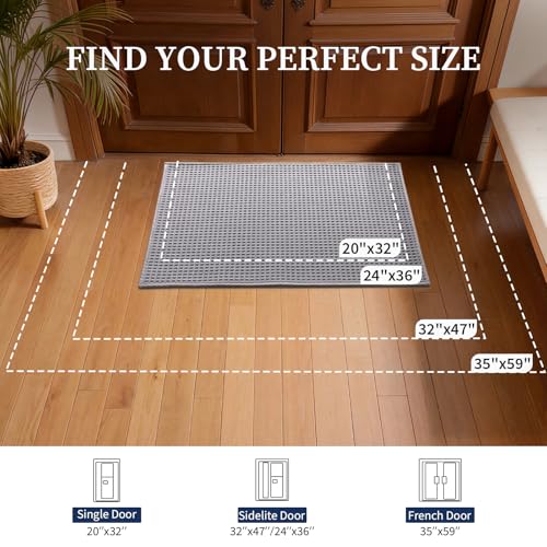YIHOUSE Indoor Door Mat 24" x 36", Non-Slip Washable Entryway Mat, Dirt Trapper Absorbent Entrance Mat, Low Profile Floor Mat for Front/Back Door, Entryway, Light Grey - color: Light Gray, size: 24"x36" (Rectangular)
