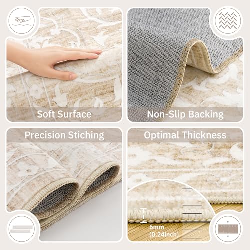Soalmost Runner Rug Non-Slip for Kitchen 2x5, Washable Soft Hallway Rug - color: Beige, size: 2' x 5' (Runner)