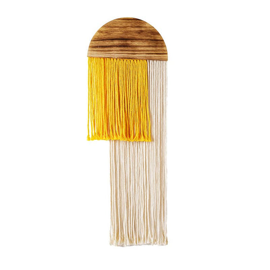 Macrame Wall Hanging, Boho Woven Tapestry, Modern Tassel Wall Decor, Handmade Wall Art Tapestry for Bedroom, Living Room, Home, Bohemian Apartment Decoration Ornament Craft (Yellow Semicircle) - color: Yellow Semicircle