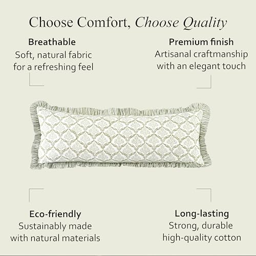 CPC Fern Regal Block Print Ruffle Sham Pillow Cover 14x36 Inch, Pack of 1 - color: Fern Regal, size: 36" x 14" (Pack of 1)