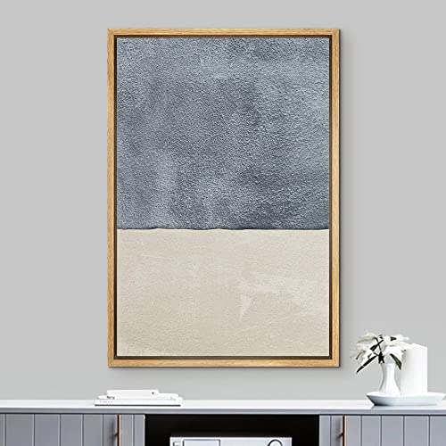 IDEA4WALL Framed Canvas Print Wall Art Mid-Century Watercolor Blue Gray Color Block Abstract Shapes Illustrations Modern Art Decorative Relax/Calm for Living Room, Bedroom, Office - 16"x24" Natural - color: A01-04-m45, size: 24"L x 16"W