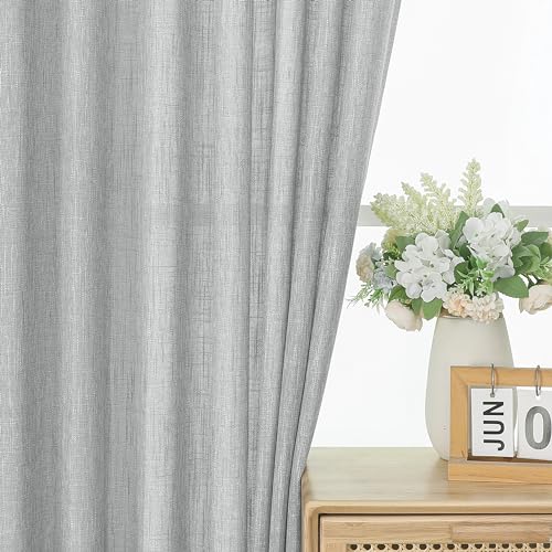 Vision Home Gray Pinch Pleated Semi Sheer Curtains Textured Light Filtering Window Curtains 72 inches for Living Room Bedroom Silver Grey Pinch Pleat Drapes with Hooks Back Tabs 2 Panels 40" Wx72 L - color: Silver Grey/Pinch, size: 40"W x 72"L (Pack of 2)