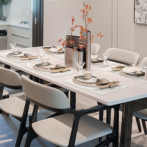Maxpearl Faux Leather Placemats Set of 6 - Waterproof - Wipe Clean - Heat Resistant - Anti Slip Dining Table Place Mats, Suitable for Indoor & Outdoor Use, 17’’x12’’, Ivory White - color: Ivory White
