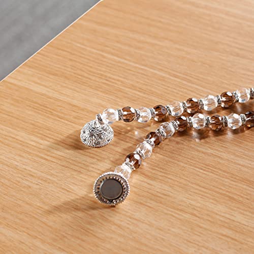 SUQ I OME Luxury Crystal Beaded Magnetic Curtain Tieback, Gray - color: Gray