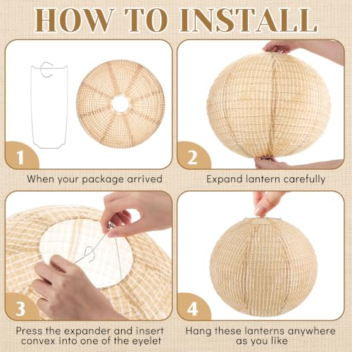 Hortsun 12 Pcs Print Burlap Paper Lanterns Classroom Decor,16 Inch - size: 16 Inch