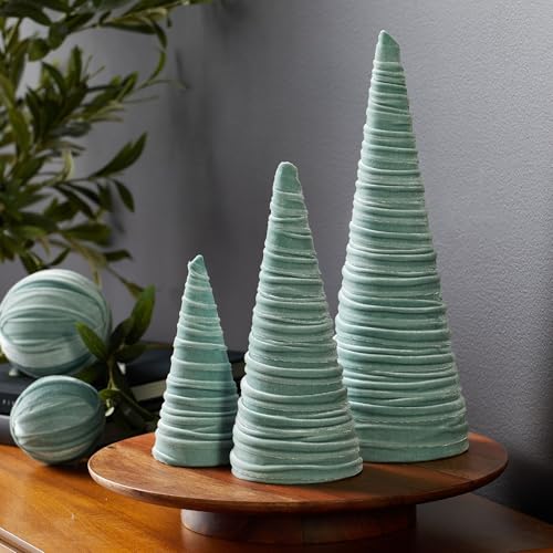 Sage Velvet Trees Set of 3, Handcrafted Valentine, Mantel Decor, Elegant Holiday Entryway, Minimalist Tablescape, Green Wedding Centerpiece (Sage) - color: Sage