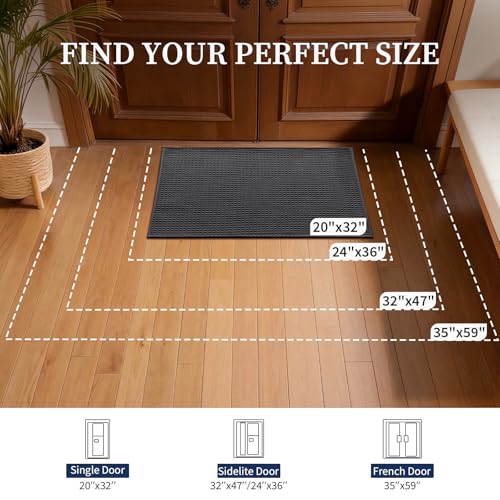 YIHOUSE Indoor Door Mat 20" x 32", Non-Slip Washable Entryway Mat, Dirt Trapper Absorbent Entrance Mat, Low Profile Floor Mat for Front/Back Door, Entryway, Dark Gray - color: Dark Gray, size: 20"x32" (Rectangular)