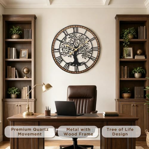 Micasso Large Wall Clock Decorative: 32 Inch Tree of Life Battery Operated - color: Tree, size: 32 Inch