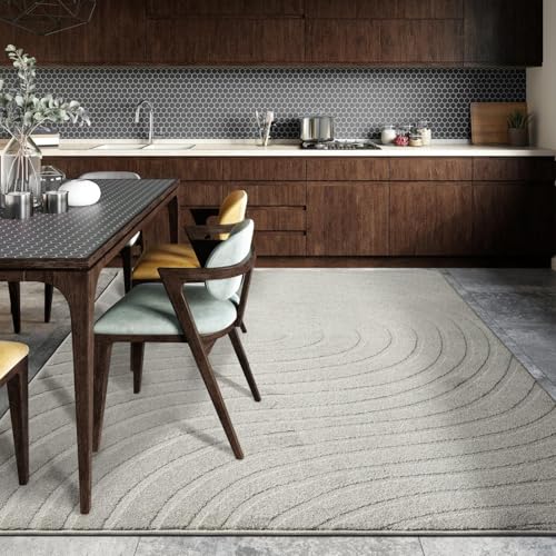 LUXE WEAVERS Modern Geometric Wave Gray 5x7 Area Rug - color: Grey, size: 5' x 7' (Rectangular)