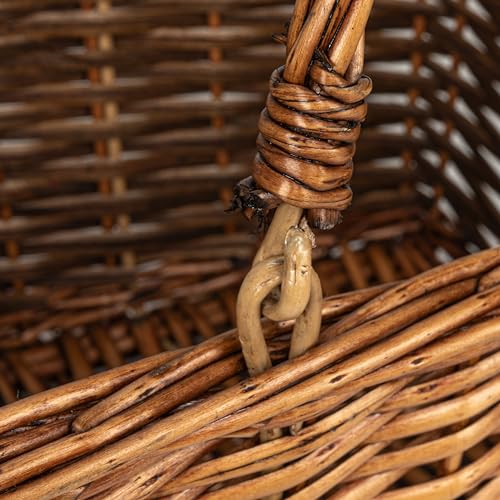 Household Essentials Woven Market Basket, Handwoven Willow Weave, Stylish Handles with Durable Metal Anchors, Classic and Versatile, Attractive, Spacious, Lightweight, Brown Stain - color: Stained Brown