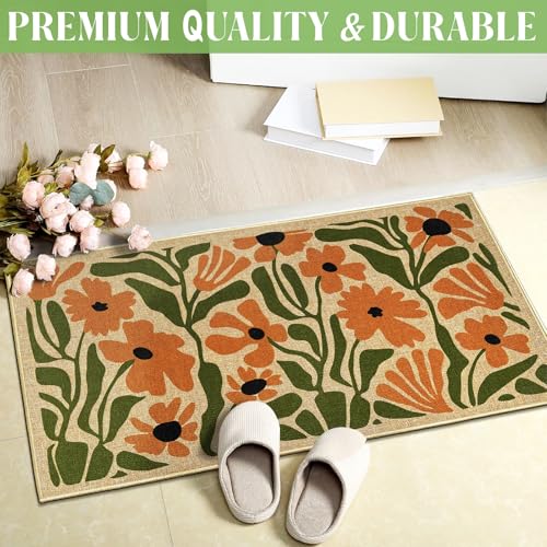 Front Door Mat Outdoor Welcome Mats for Outside Entrance Boho Flowers Rug - color: Boho Flower