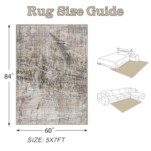 AooHHooA Crocodile Area Rug 5x7, Crocodile Rugs for Living Room Taupe - color: Crocodile-2, size: 5' x 7' (Rectangular)