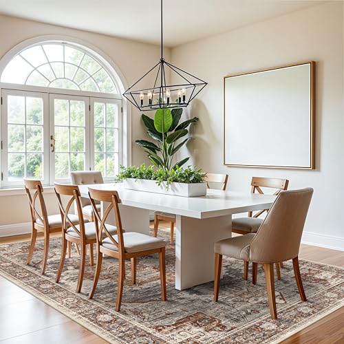 7x7 Square Area Rug for Living Room Bedroom Washable Non-Slip Soft Stain Resistant Carpets for Kitchen Dinning Room Office Indoor Home Decor 7x7 Brick - color: Brick, size: 7' x 7' (Square)