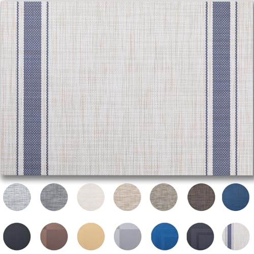 Placemat Set of 4 - Easy Clean Woven Vinyl Placemats for Dining Table, Indoor/Outdoor Place Mats, Washable PVC Table Mats(Blue Skyline) - color: B-blue Skyline