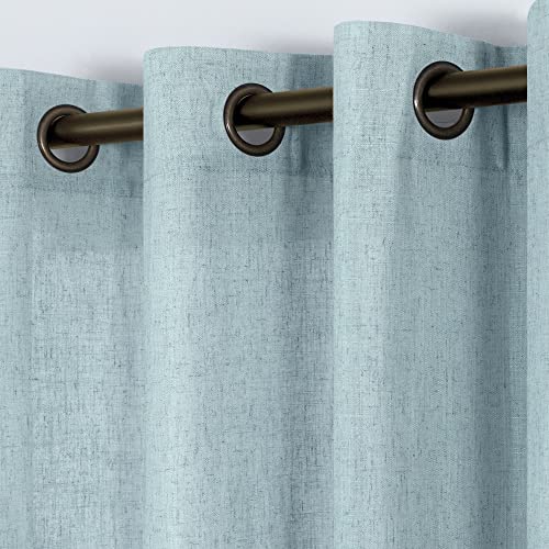KOUFALL Seafoam Blue Green Linen Curtains 108 Inches Long,Beach Coastal Farmhouse Theme Sheer Linen Curtains for Living Room,52x108 Inch Length 2 Panels - color: Sea Green, size: 52"W x 108"L (Pack of 2)