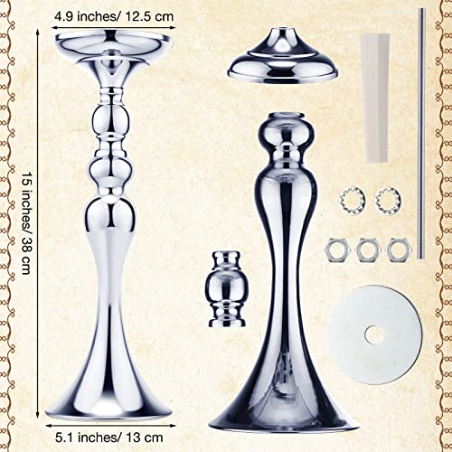 Sadnyy 16 Pcs Silver Metal Flower Vase, 15 Inch Wedding Table Centerpieces - color: Silver, size: 15 Inch