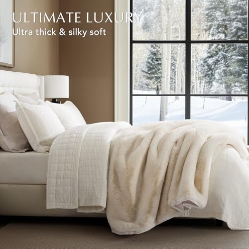 EverGrace Faux Chinchilla Fur Throw Blanket, 60"x80", Arctic White - color: Arctic White, size: 60"x80"