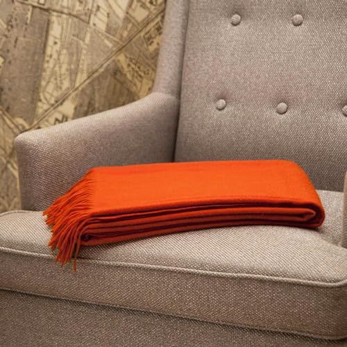 CUDDLE DREAMS Premium Cashmere Throw Blanket with Fringe (Persimmon) - color: Persimmon