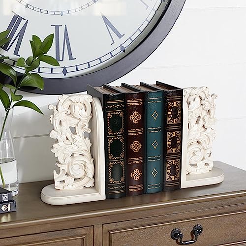 AELS Vintage Heavy Duty Bookends, Decorative Book Ends for Heavy Books, Unique Rustic Bookend Supports for Shelves, Stopper for Books/Movies/CD, Farmhouse Decoration, Distressed White - color: Off-white
