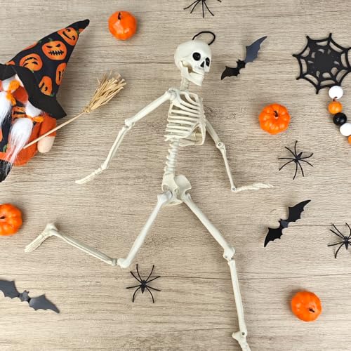 2-8 PCS 16" Halloween Posable Skeleton Decor,Scary Small Hanging Skull Prop