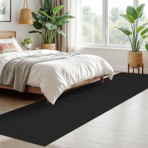 KOZYFLY 2x10 Long Runner Rug, Washable Non Slip Hallway Rug, Black/Grey - color: Black/Charcoal Grey, size: 2' x 10' (Rectangular)