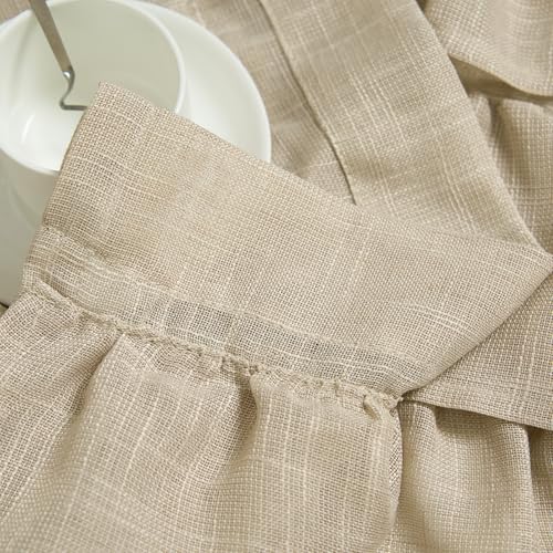 jinchan Ruffled Window Valance Curtain, 18 Inch, 1 Panel, Warm Beige - color: 3-tier Ruffle | Warm Beige, size: 50"W x 18"L (Pack of 1)