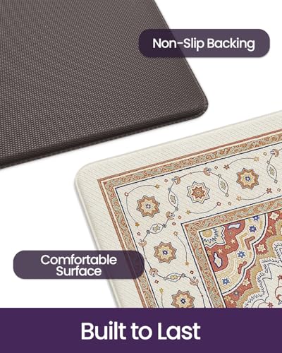 DEXI Kitchen Floor Mats Cushioned Anti Fatigue Runner Rug, 24x59 Beige - color: Light Beige, size: 59"L x 24"W x 0.4"Th