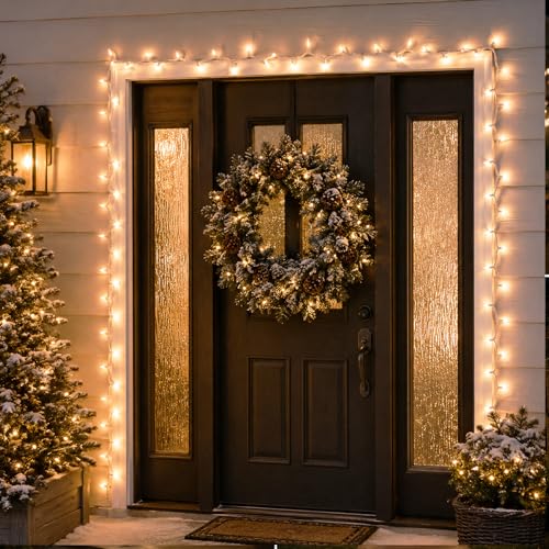 Vigdur White String Lights, 2 Packs 21FT Outdoor Christmas Lights 100 Bulbs - color: White