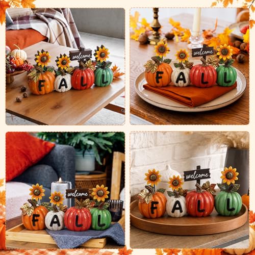 Amyhill Fall Decorations for Home Wooden Pumpkin with Sunflower Table Sign - style: Fall