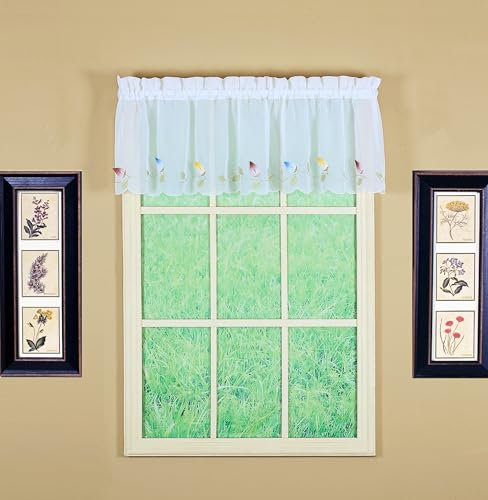 Today's Curtain,Vineyard 3-D Appliqué,Valance 14", White, 60" W x 14" L - color: White, size: 60"W x 14"L (Pack of 1)