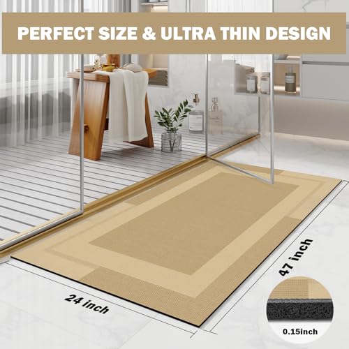 YDKGL Non Slip Bath Mat Large Thin Bathroom Rugs Fit Under Door Brown 24*48 - color: A- Brown, size: 24" x 48" (Rectangular)