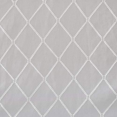 Madison Park Embroidered Diamond Irina Sheer Curtain, 50x84 Grey - color: Grey, size: 50"W x 84"L (Pack of 1)