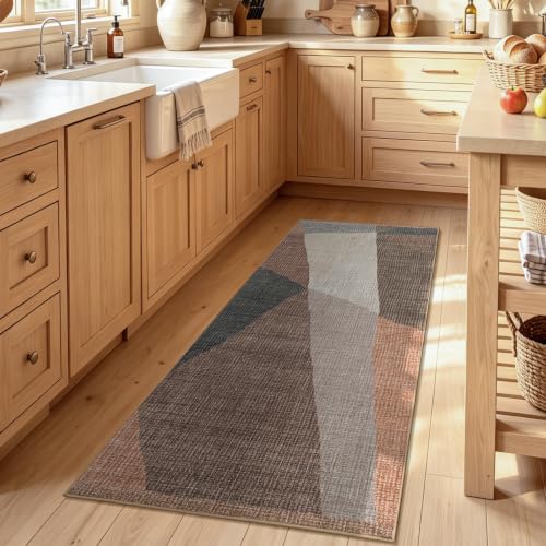 YIHOUSE Hallway Runner Rug, Machine Washable Non-Slip Low Pile,Brown,2x6 ft - color: Brown, size: 2' x 6' (Rectangular)