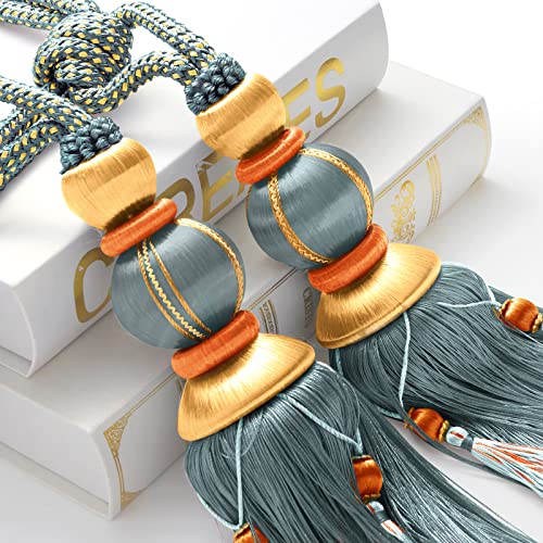 Paired Lantern Single Hanging Ball Tassels Curtains Buckle Sling Binding Lantern Tiebacks Handcrafted Braided Buckle Drapery Curtain Holdbacks Window Treatments for Home 2 Pack - color: Light Blue, size: 11.81 inches