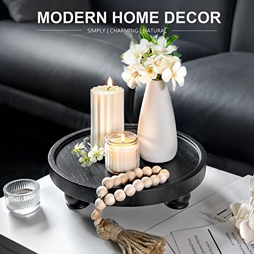 EOSAHR Round Wood Display Riser, Pedestal Stand for Home Decor, Black - color: Black