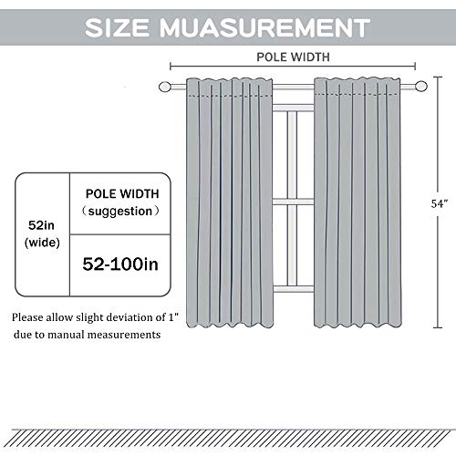 DUALIFE Grey Sheer Curtains 54 Inch Length,Faux Linen Semi Sheer Curtain Drapes for Living Room Bedroom Nursery Kitchen Bathroom Privacy Voile Window Treatment Panels,Gray,52 x 54 Inches,Set of 2 - color: Grey, size: 52"W x 54"L (Pack of 2)