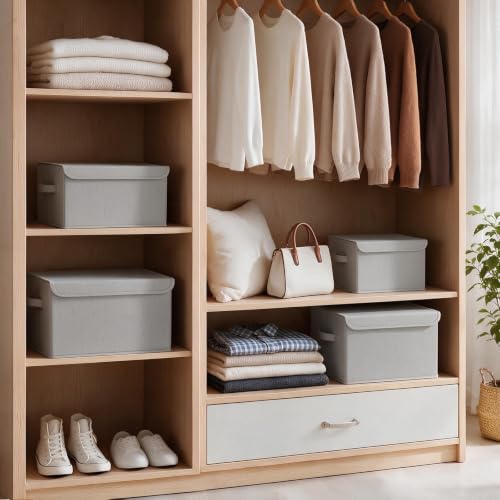 Storage Bin with Lid, Closet Boxes, 2 Pack, Grey, 10.2x7.9x6.7 In - color: Grey, size: Small(2 Pack)