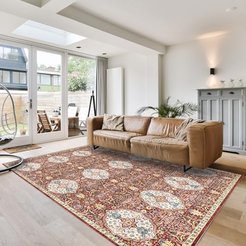 Gertmenian Indoor Bohemian Accent Rug - 3x5 Small, Non-Shedding, Ideal for High Traffic in Living Room, Bedroom, Entryway - Moroccan, Red, 26844 - color: Moroccan, Red, size: 3'4" x 4'7" (Small)