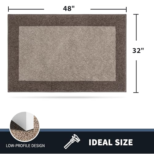PURRUGS Dirt Trapping Indoor Door Mat, 32" x 48", Beige & Grayish Brown - color: Beige & Grayish Brown, size: 32" X 48"
